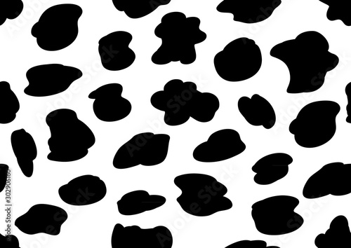 Cuadros en Lienzo cow patches - repeated seamless pattern black and white spots on the fabric