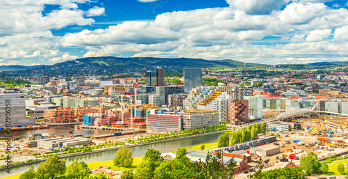 Beautiful cityscape of Oslo on a summer day, Norway Wallpaper Mural