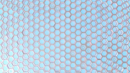 Poster - Blue glossy hexagons tech motion graphic design. Digital marketing business background.