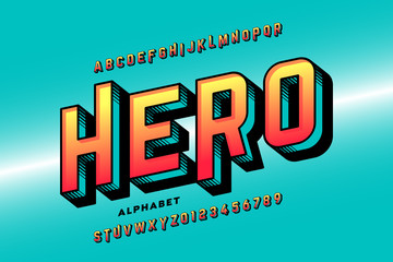 Poster - comics style super hero font, alphabet letters and numbers