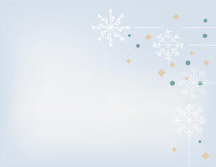 Winter background design of white snowflake with copy space