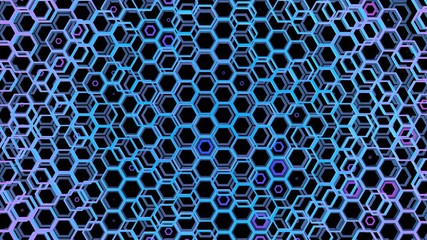 Poster - Honeycomb structure. Wall of hexagons. Abstract motion background.