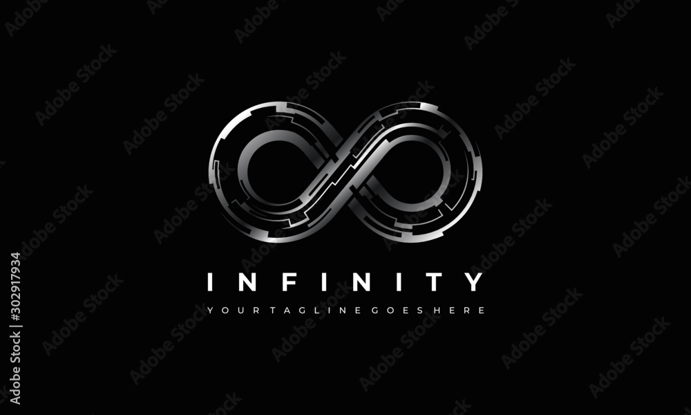 Abstract infinity logo, endless technology symbol and icon vector - obrazy, fototapety, plakaty 