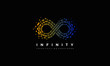 Pixel infinity logo - infinite data symbol - endless digital icon vector