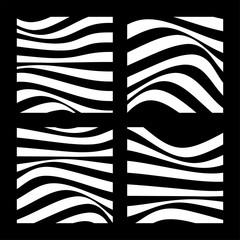 Wall Mural - set of 4 abstract backgrounds with wavy lines. minimalist black and white abstract design. vector il
