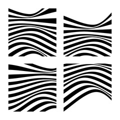 Wall Mural - set of 4 abstract backgrounds with wavy lines. minimalist black and white abstract design. vector il