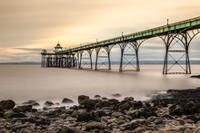 Beautiful Shot Of The Clevedon Pier In England Under The Breathtaking Colorful Sky