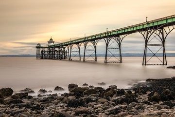 Wall Mural - beautiful shot of the clevedon pier in england under the breathtaking colorful sky