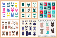Collection Of Lingerie Panty And Bra Set Symbol.