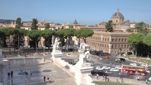 View Of The Piazza Venezia From The Height Of The Altare Della Patria. Rome, Italy.