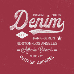 Wall Mural -  Vintage Textured Design for T Shirt. Print, Logo, Poster. Vector Illustration.