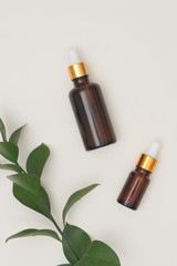Wall Mural - natural beauty cosmetic product for skincare concept. serum or essential oil with herbal extract.