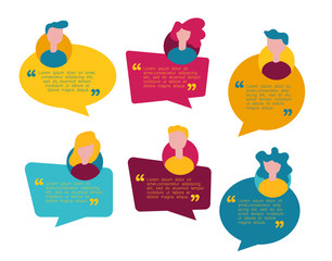 Poster - people icon and speech bubble concept, customer feedback, vector illustration