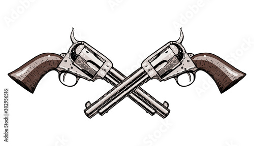 Fotografía Hand drawn revolvers vector illustration