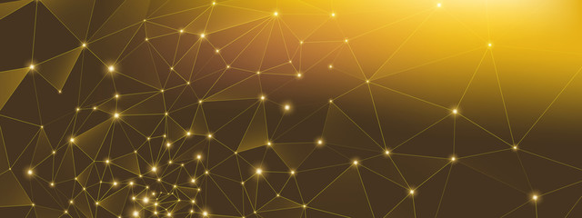 Wall Mural - gold technology wallpaper. 3d big data. glow