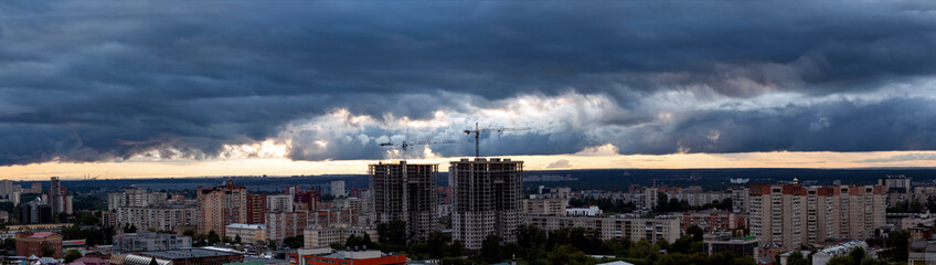 Wall Mural - View of city Perm from height of flight