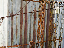 HOld Rusty  Chain And Rust Wires With Zinc Rust  Background