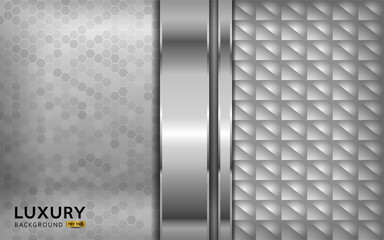Wall Mural - luxurious premium white abstract background with silver lines. overlap textured layer design.