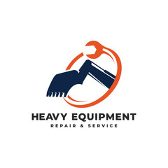 Heavy Equipment Repair & Service Logo Vector Icon Illustration