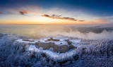 Twierdza Srebrna Góra zimą, widok z powietrza
