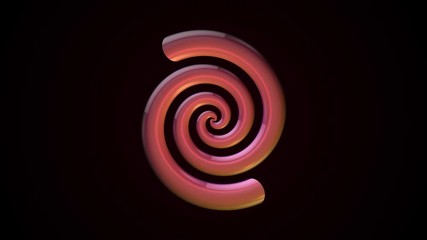 Poster - Abstract animation of 3d glossy and sleek colorful spiral twisting on the black background. Animation. Simple geometrical composition.