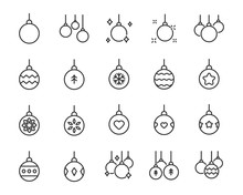 Set Of Ornament Icons, Christmas Ball, Decoration