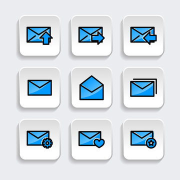 Set of Mail icon with trendy filled line style icon for web, logo, app, UI design. isolated on white background. vector illustration eps 10