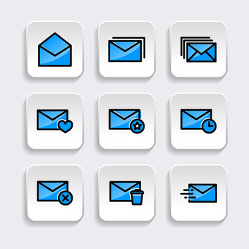 Set of Mail icon with trendy filled line style icon for web, logo, app, UI design. isolated on white background. vector illustration eps 10