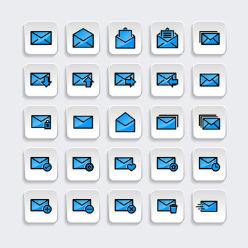 Set of Mail icon with trendy filled line style icon for web, logo, app, UI design. isolated on white background. vector illustration eps 10