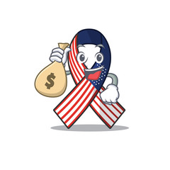 Poster - Cartoon usa ribbon with the holding money bag character