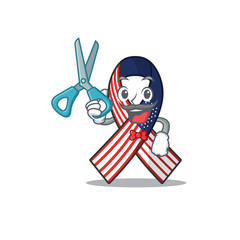 Sticker - Cartoon usa ribbon with the barber character