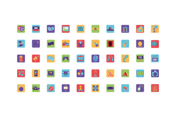 Sticker - set of icons of entertainment on white background