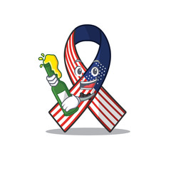 Wall Mural - Cartoon usa ribbon with in character bring beer