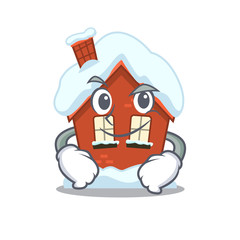 Sticker - Winter house in the cartoon shape smirking