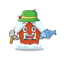 Sticker - Mascot winter house a cartoon isolated fishing