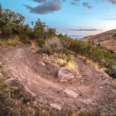 Wall Mural - Square Hiking trail making a sharp U-bend turn