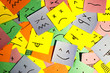 set of funny colored stickers with different emotions