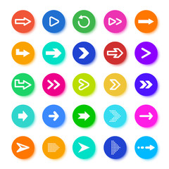 Poster - arrows button. circle elements with arrow icons, pointer arrow sign for mobile apps, ui and web desi