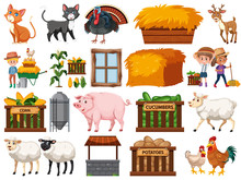 Large Set Of Isolated Farm Objects