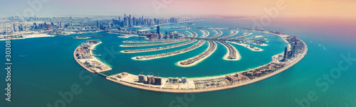Aerial view on Palm Jumeira island in Dubai, UAE, on a summer day Wallpaper Mural