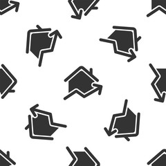 Sticker - Grey Rising cost of housing icon isolated seamless pattern on white background. Rising price of real estate. Residential graph increases. Vector Illustration