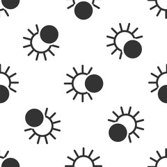 Grey Eclipse of the sun icon isolated seamless pattern on white background. Total sonar eclipse. Vector Illustration