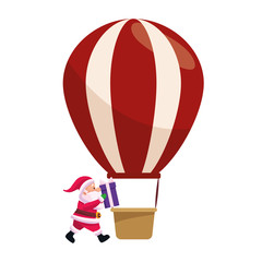 Poster - santa claus and hot air balloon icon