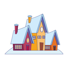 Canvas Print - cartoon houses icon, flat design