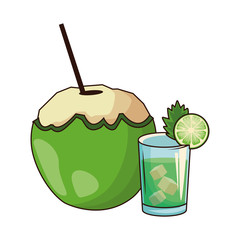 Canvas Print - coconut drink and liquor shot icon