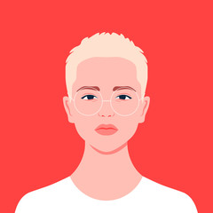 portrait of a short-haired girl. androgin. diversity. avatar for a social network. student. vector f