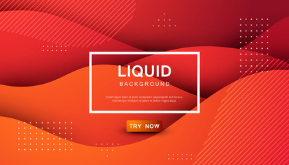 Orange liquid color background. Dynamic textured geometric element design with dots decoration. Modern gradient light vector illustration.