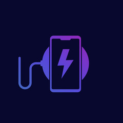 Poster - wireless charging station with phone vector icon