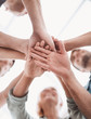 © ASDF - close up. business team putting their hands together