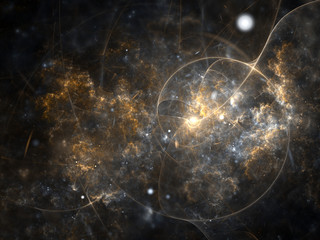 Wall Mural - Golden fibonacci fractal spiral, digital artwork for creative graphic design